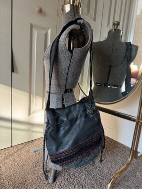 The Sac Black Leather Heritage Drawstring Bucket Bag soft leather bag